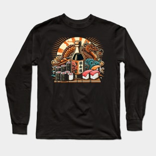 Oriental Art & Sushi Lover’s Dream: Dragon Japanese Cuisine Long Sleeve T-Shirt